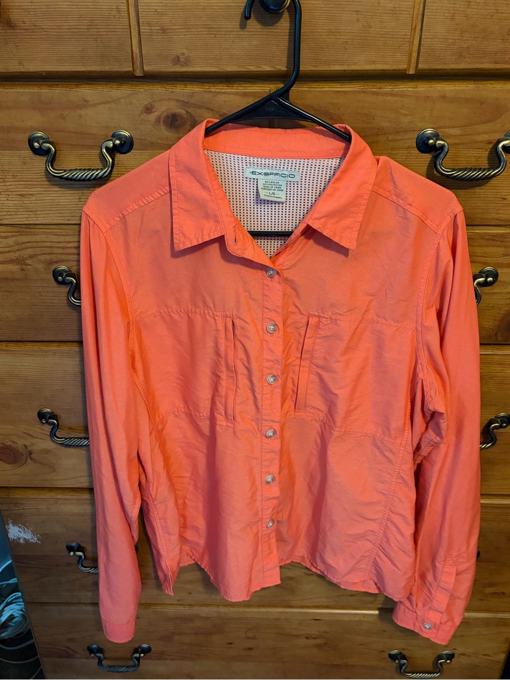 Exofficio Women’s Coral Button-Front Long Sleeve Shirt